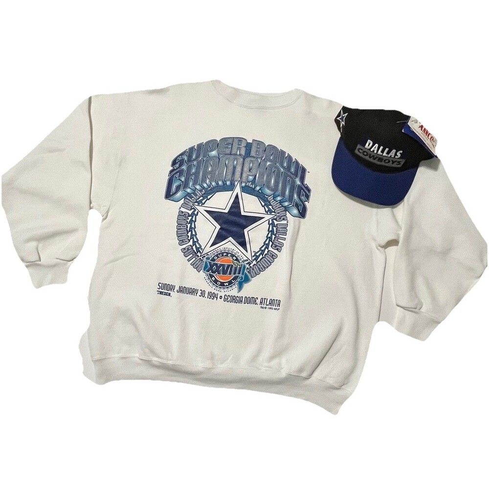 Dallas Cowboys Vintage 1994 Superbowl Champions Sweatshirt XL W/90s SnapBack Hat